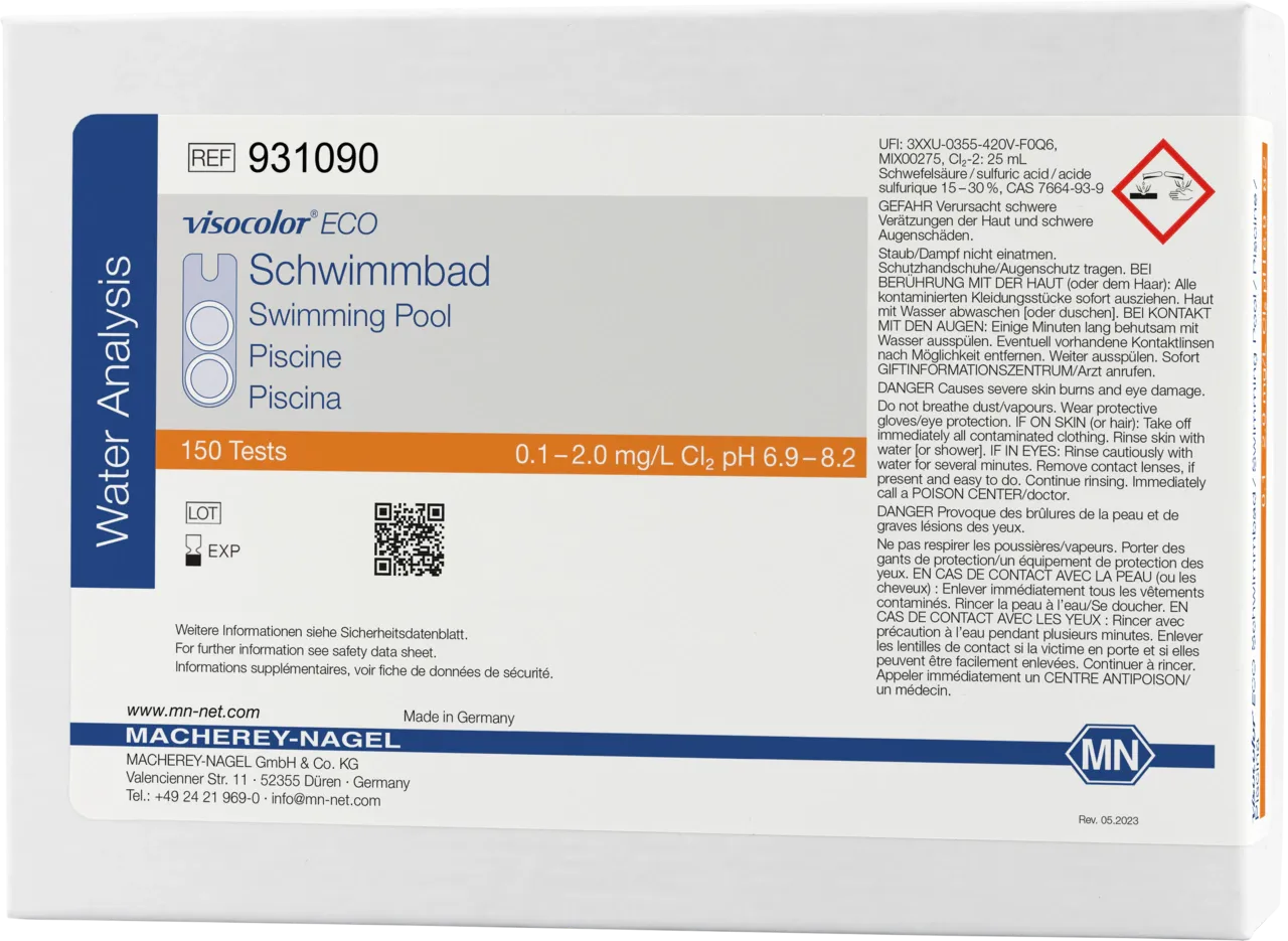 VISOCOLOR ECO Swimming pool (Chlorine + pH) colorimetric test kit measuring range: 0.1-2.0 mg/L Cl2 pH 6.9-8.2 sufficient for 150 determinations