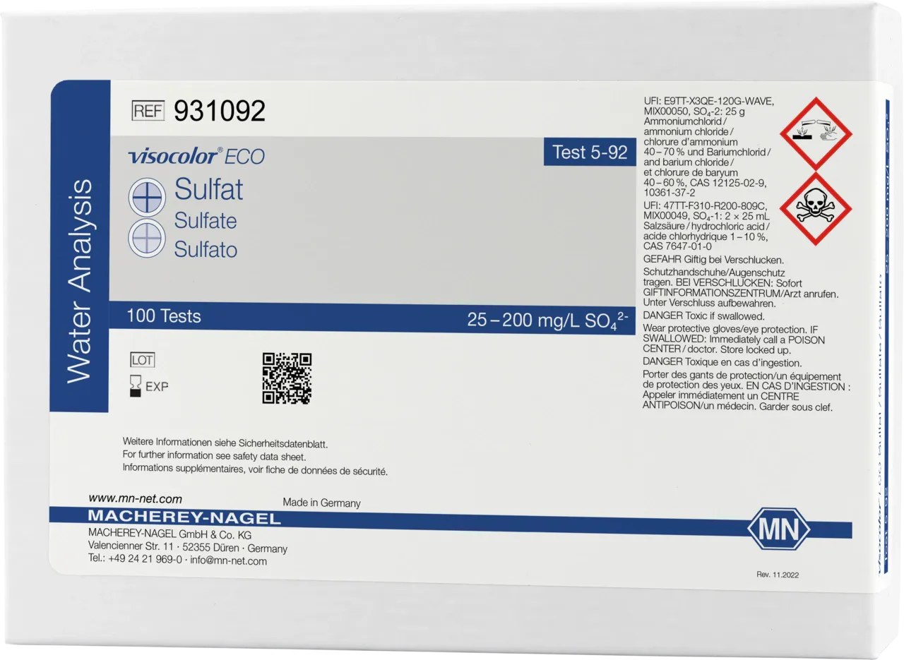 VISOCOLOR ECO Sulfate turbidity test kit measuring range: 25-200 mg/L SO42- sufficient for 100 determinations
