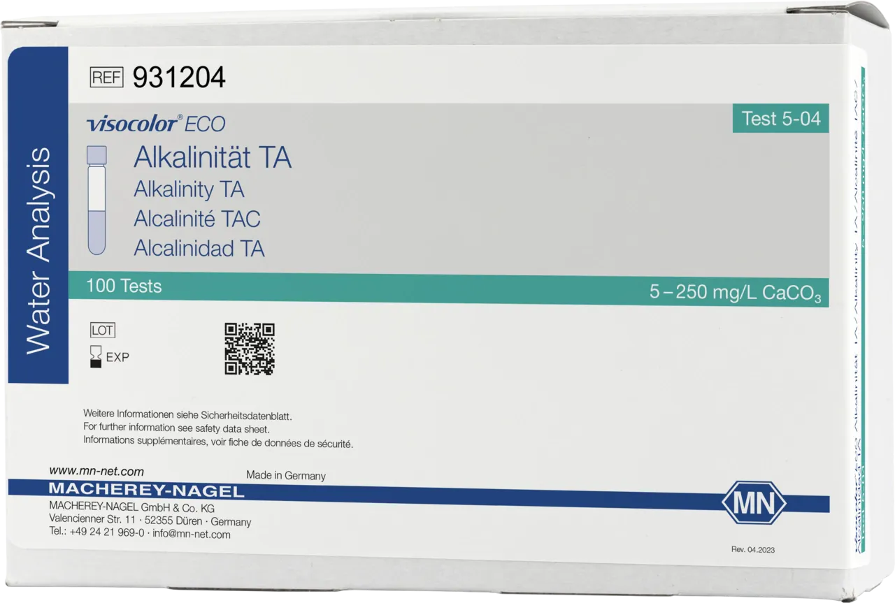 VISOCOLOR ECO Alkalinity TA reagent set for photometric determination measuring range: 0.10-5.00 mmol/L H+ sufficient for 100 determinations