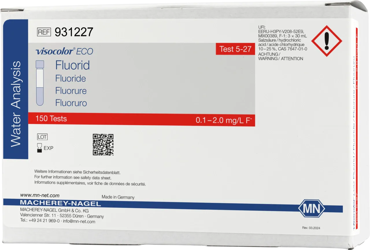 VISOCOLOR ECO Fluoride reagent set for photometric determination measuring range: 0.1-2.0 mg/L F- sufficient for 150 determinations