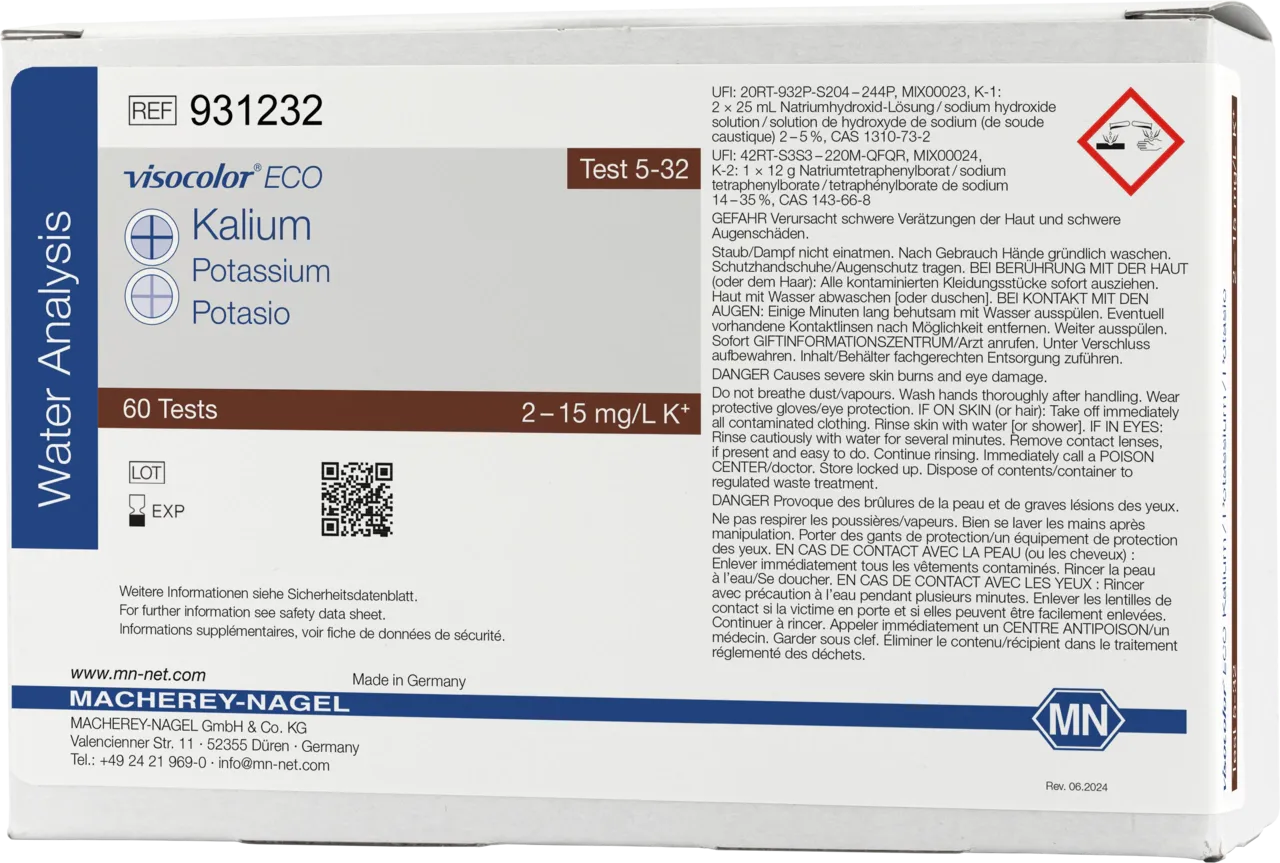 VISOCOLOR ECO Potassium turbidity test kit - refill pack - measuring range: 2-15 mg/L K+ sufficient for 60 determinations
