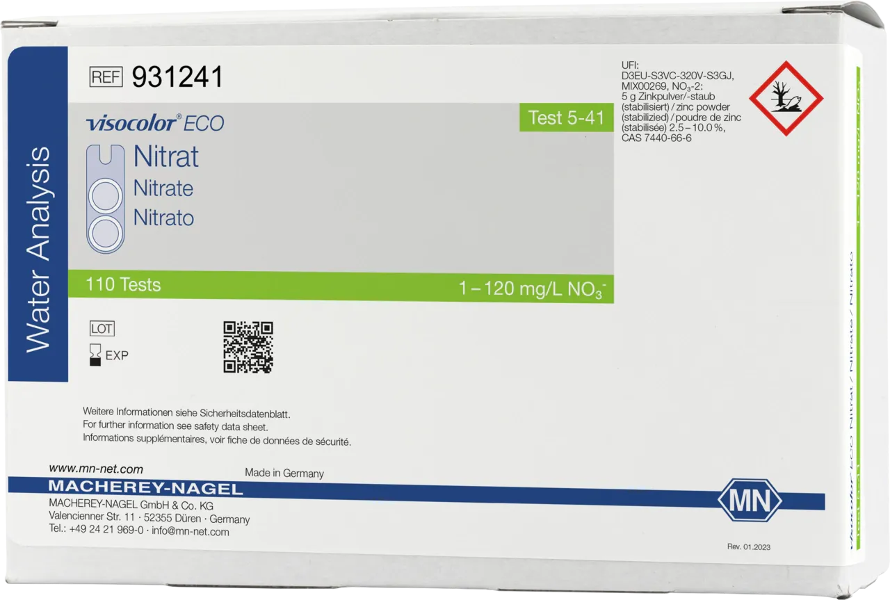 VISOCOLOR ECO Nitrate colorimetric test kit - refill pack - measuring range: 1-120 mg/L NO3- sufficient for 110 determinations