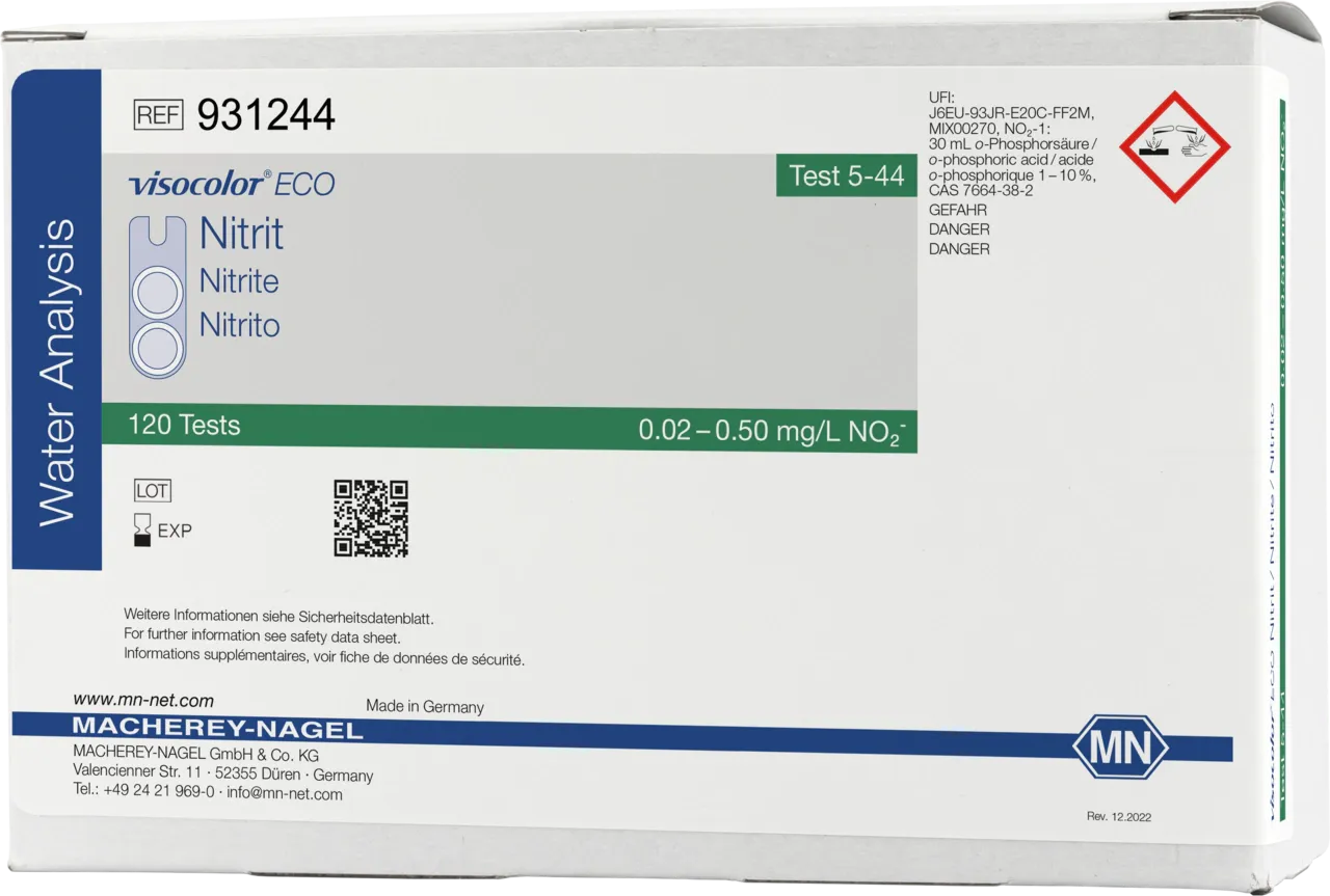 VISOCOLOR ECO Nitrite colorimetric test kit - refill pack - measuring range: 0.02-0.5 mg/L NO2- sufficient for 120 determinations