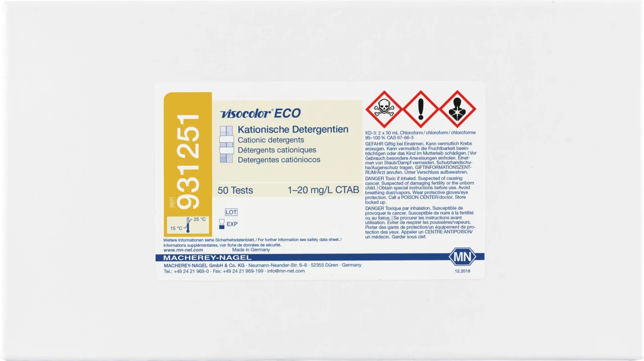 VISOCOLOR ECO Detergents cationic test kit - refill pack - measuring range: 1-20 mg/L CTAB sufficient for 50 determinations