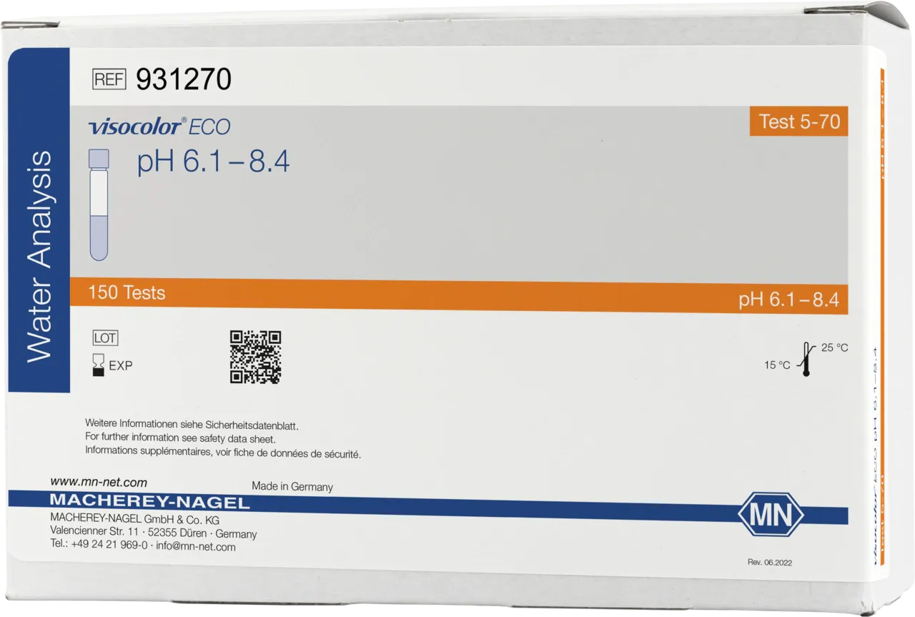 VISOCOLOR ECO pH 6.1-8.4 reagent set for photometric determination measuring range: pH 6.1-8.4 sufficient for 150 determinations