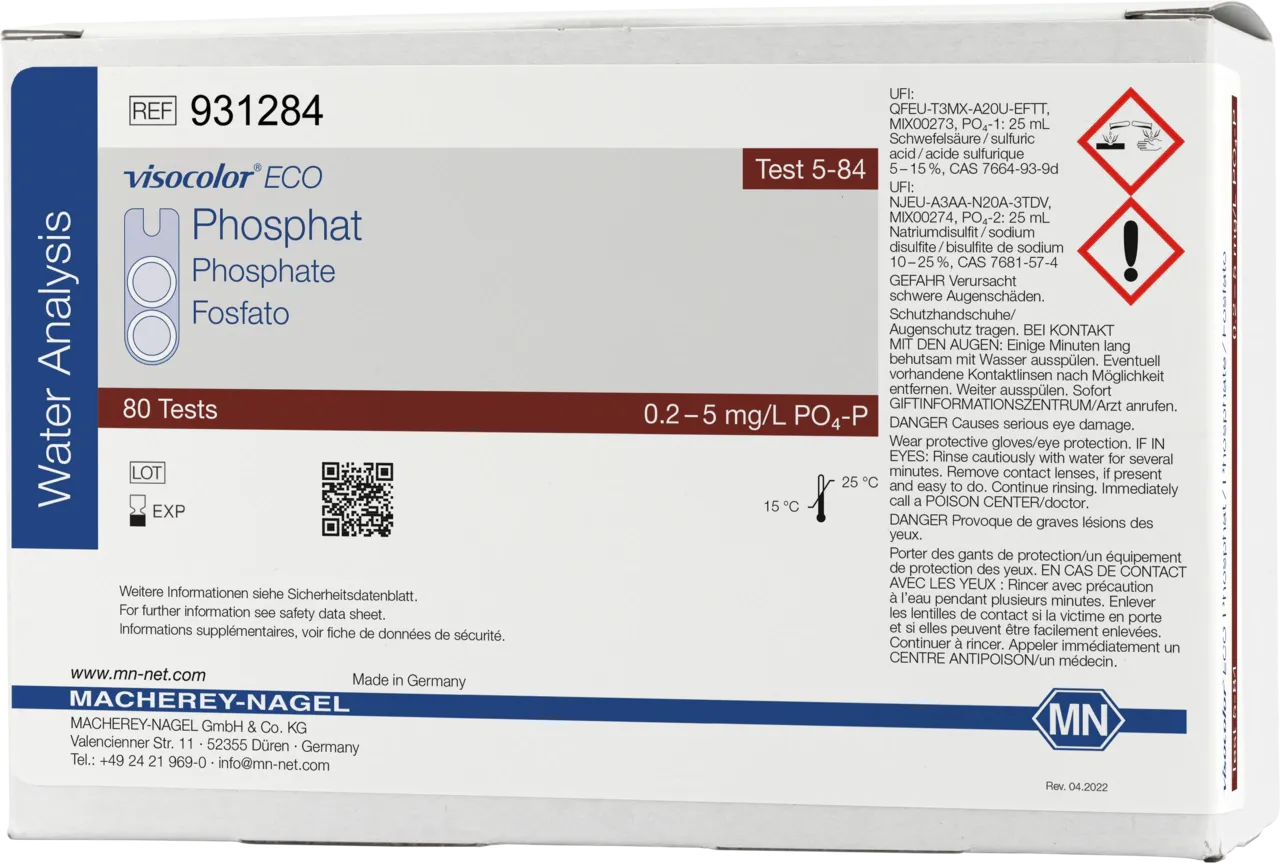 VISOCOLOR ECO Phosphate colorimetric test kit - refill pack - measuring range: 0.2-5 mg/L P sufficient for 90 determinations