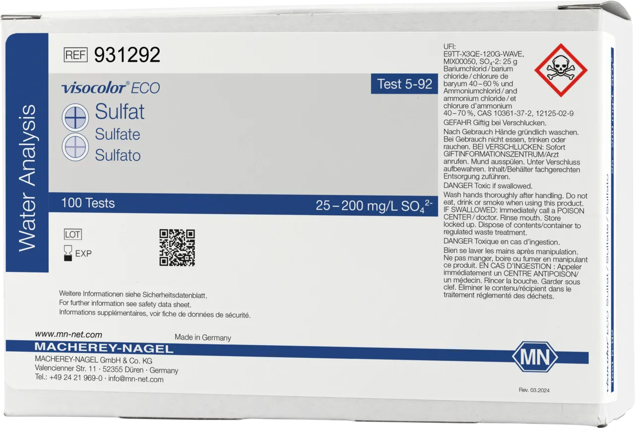 VISOCOLOR ECO Sulfate colorimetric test kit - refill pack - measuring range: 25-200 mg/L SO42- sufficient for 100 determinations