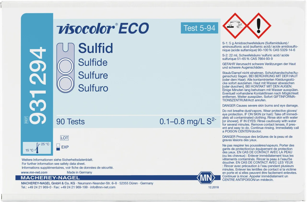 VISOCOLOR ECO Sulfide colorimetric test kit - refill pack - measurement range: 0.1-0.8 mg/L S2- sufficient for 90 determinations