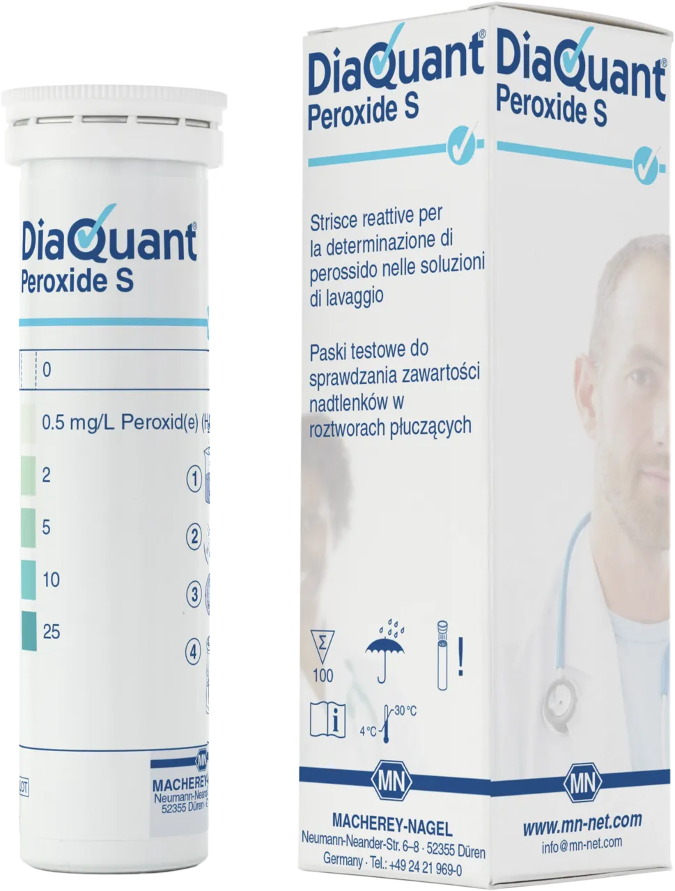 DiaQuant Peroxide S box of 100 test sticks 6 x 95 mm