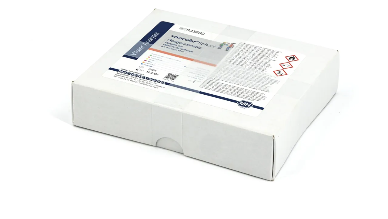 VISOCOLOR School reagent case refill set for the determination of Ammonium, Nitrate, Nitrite, Phosphate, pH and total hardness