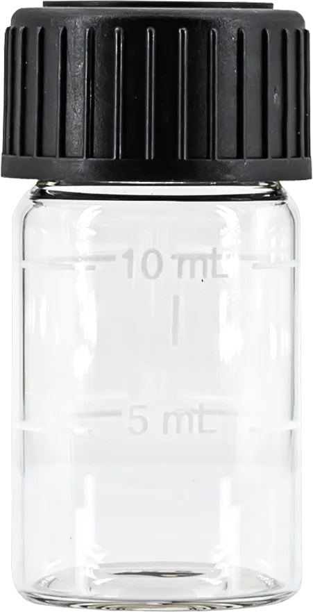 Test tubes with screw caps, 5 mL and 10 mL ring marking, 24 mm OD, pack of 6 pieces