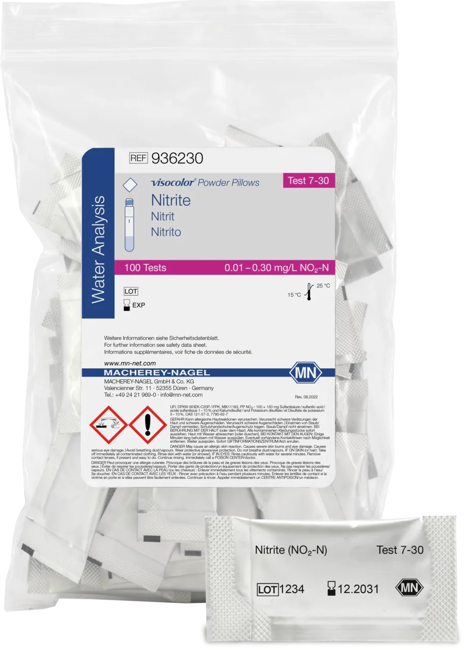 VISOCOLOR Powder Pillows Nitrite reagent set for photometric determination measuring range: 0.01-0.30 mg/L NO2-N 100 determinations