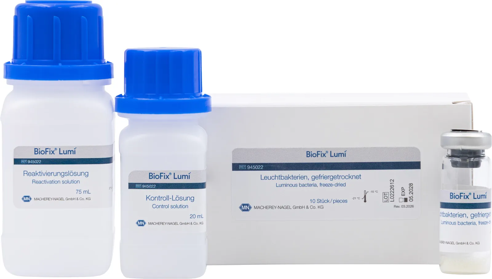 BioFix Lumi "Multi Shot" luminous bacteria, 10 vials, for up to 100 toxicity determinations, additionally with control solution