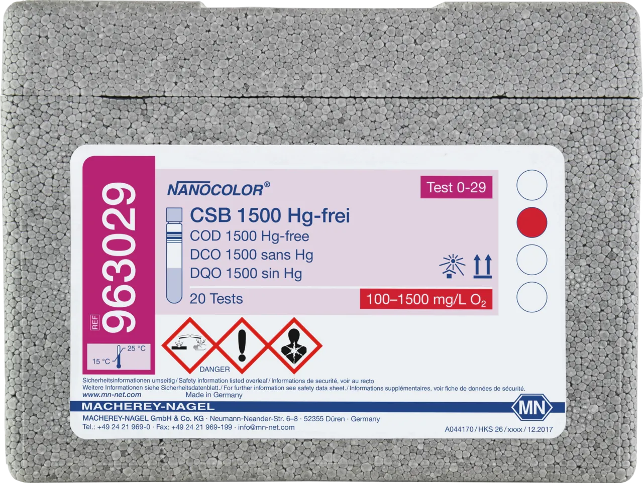 NANOCOLOR COD 1500 Hg-free Tube test with Barcode pack of 20 tests no cartridges included