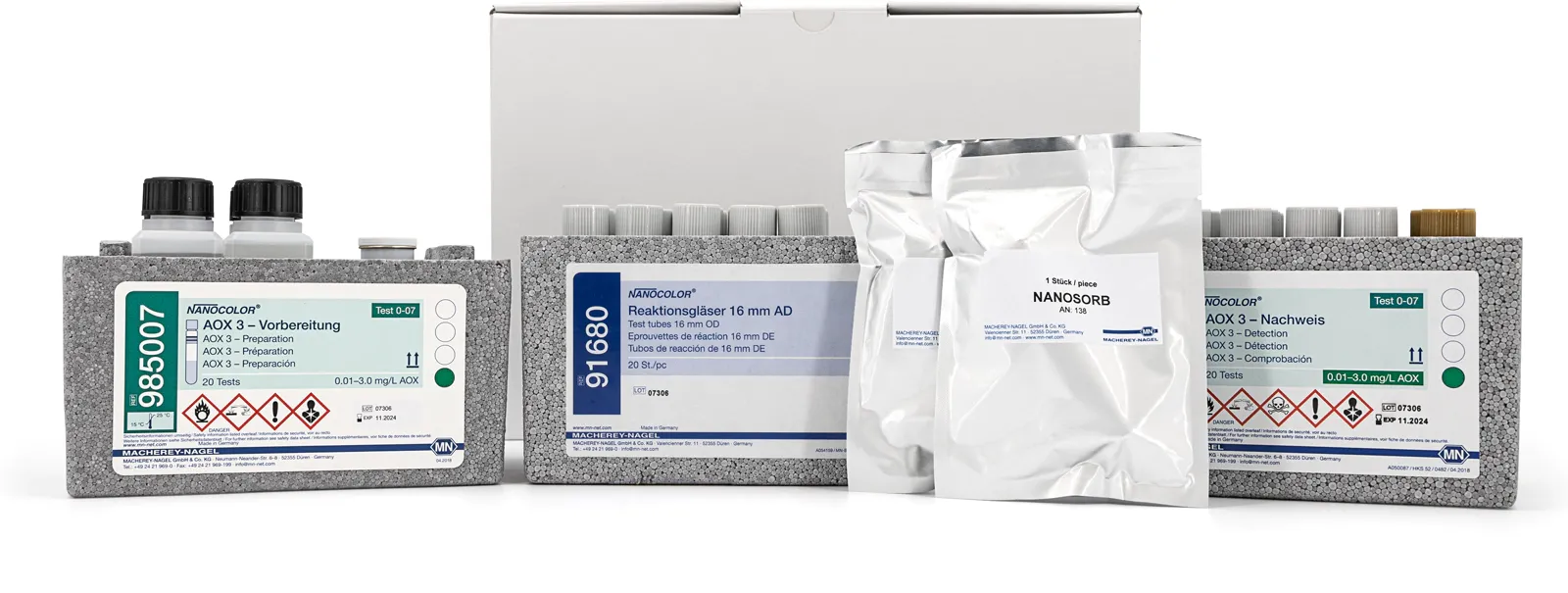 NANOCOLOR AOX 3 tube test measuring range: 0.1-3.0 mg/L AOX 0.01-0.30 mg/L AOX sufficient for 20 determinations