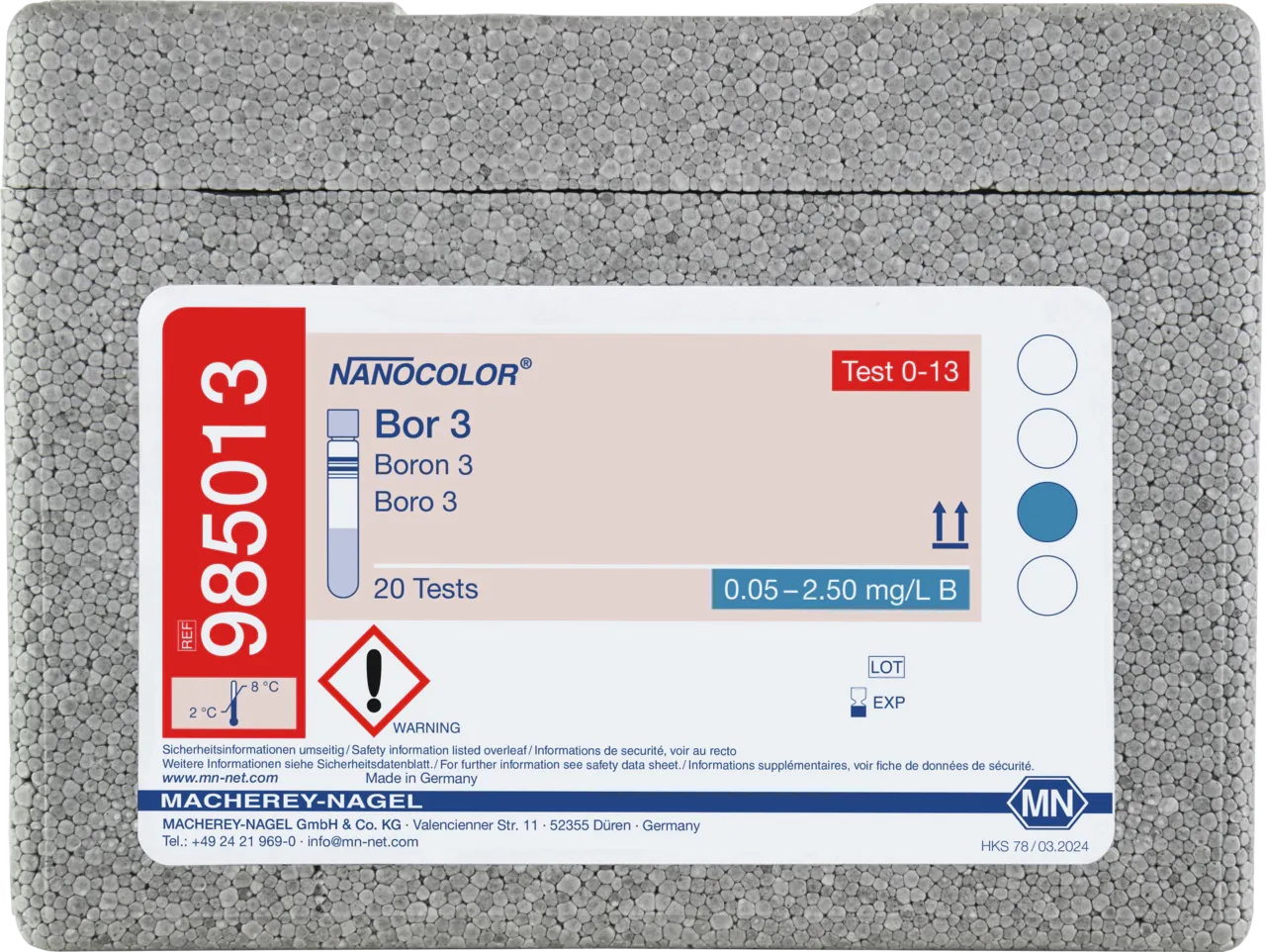 NANOCOLOR Boron 3 Tube test with Barcode pack of 20 tests