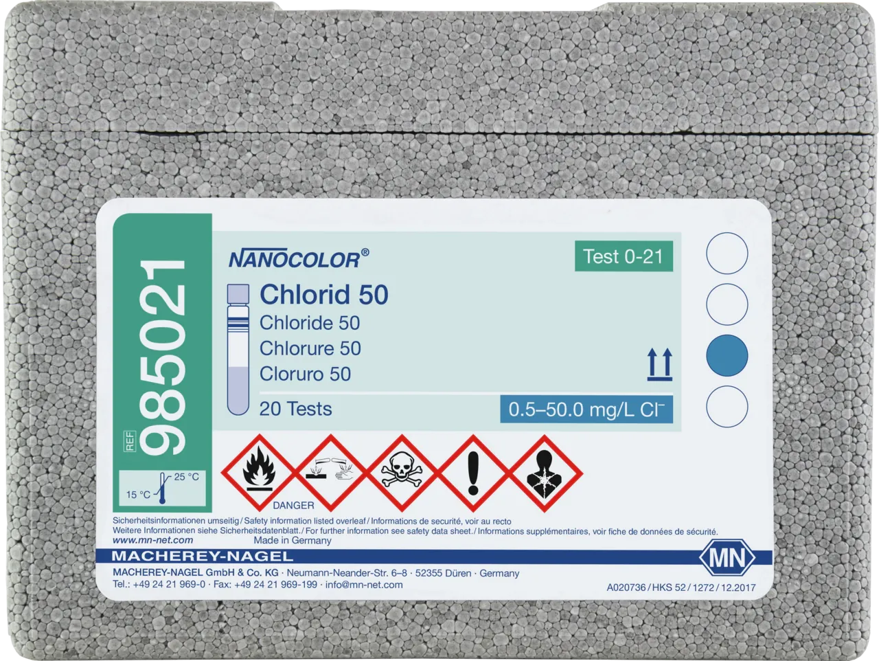 NANOCOLOR Chloride 50 tube test measuring range: 0.5-50.0 mg/L Cl- sufficient for 20 determinations