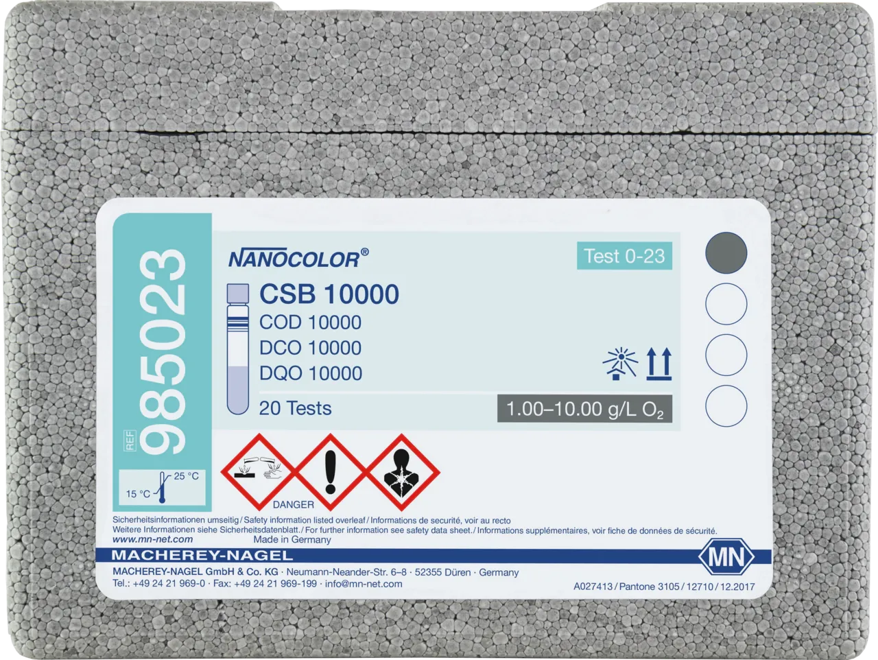NANOCOLOR COD 10000 tube test measuring range: 1.00-10.00 g/L O2 sufficient for 20 determinations