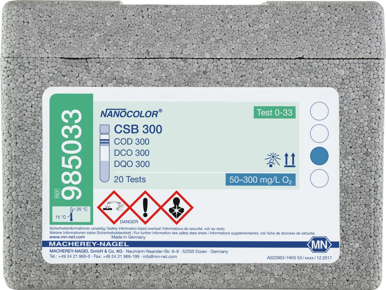 NANOCOLOR COD 300 tube test measuring range: 50-300 mg/L O2 sufficient for 20 determinations