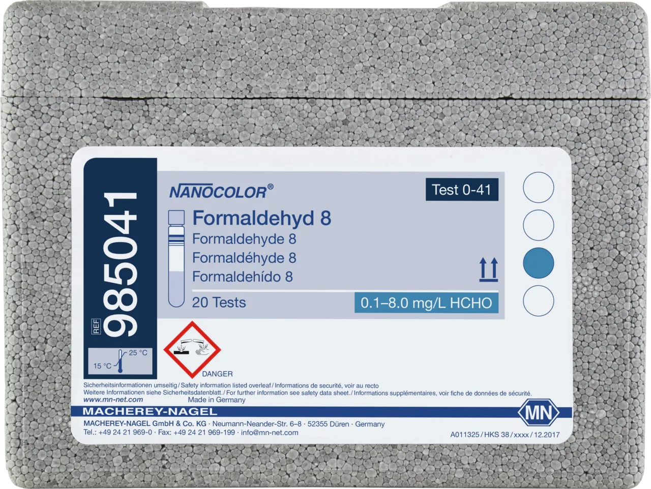 NANOCOLOR Formaldehyde 8 tube test measuring range: 0.1-8.0 mg/L HCHO sufficient for 20 determinations