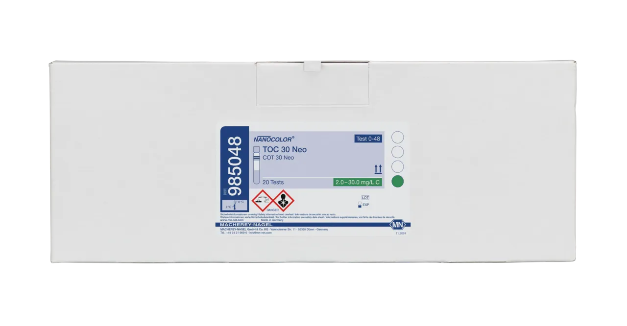 NANOCOLOR TOC 30 Neo tube test measuring range: 2.0-30.0 mg/L C sufficient for 20 determinations
