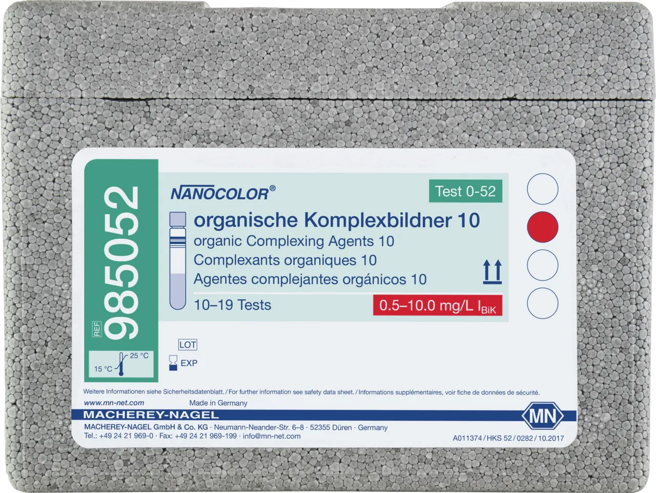 NANOCOLOR org. Complexing agents 10 tube test, for screening measuring range: 0.5-15.0 mg/L IBiK sufficient for 10-19 determinations