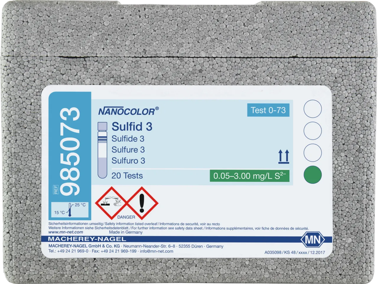 NANOCOLOR Sulfide 3 tube test measuring range: 0.05-3.00 mg/L S2- sufficient for 20 determinations