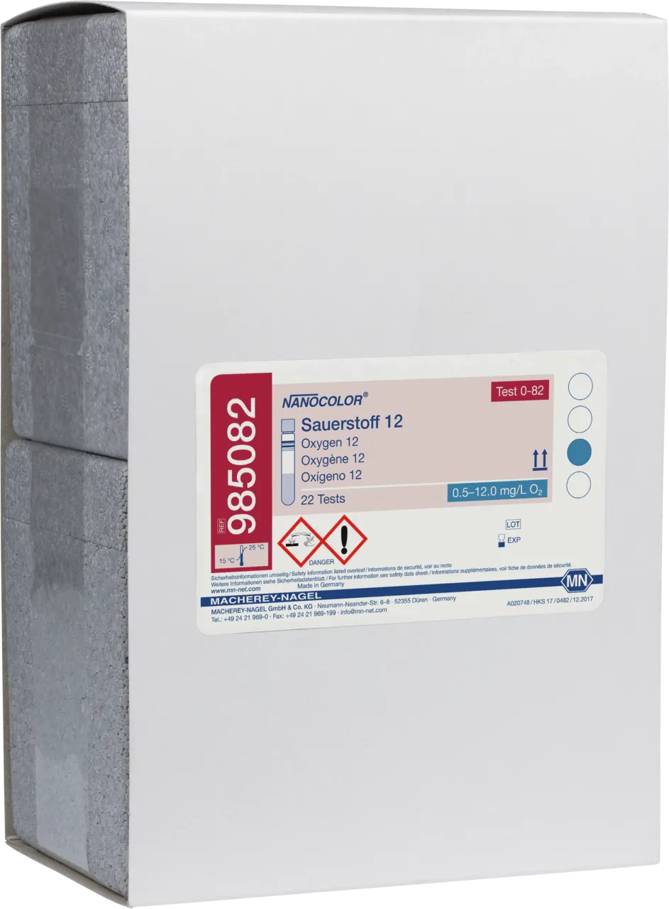 NANOCOLOR Oxygen 12 tube test measuring range: 0.5-12.0 mg/L O2 sufficient for 22 determinations