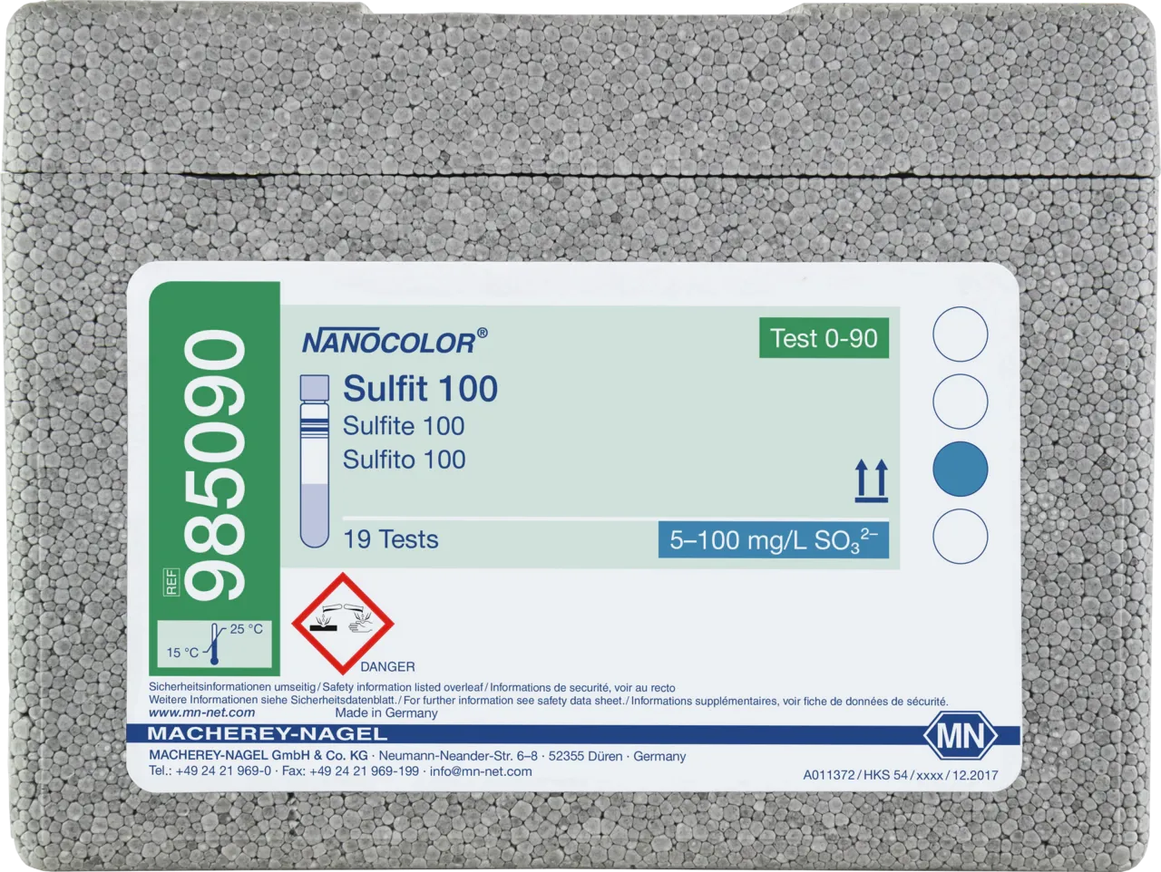 NANOCOLOR Sulfite 100 tube test measuring range: 5-100 mg/L SO32- sufficient for 19 determinations