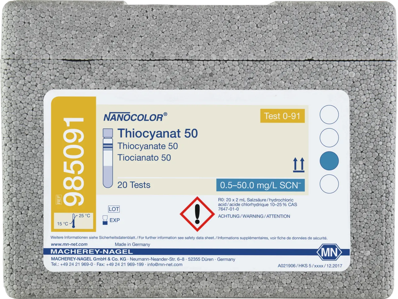 NANOCOLOR Thiocyanate 50 tube test measuring range: 0.05-50.0 mg/L SCN- sufficient for 20 determinations