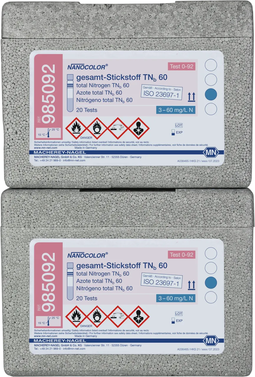 NANOCOLOR total Nitrogen TNb 60 tube test measuring range: 3-60 mg/L N sufficient for 20 determinations double box consisting of box A and B in slipcase