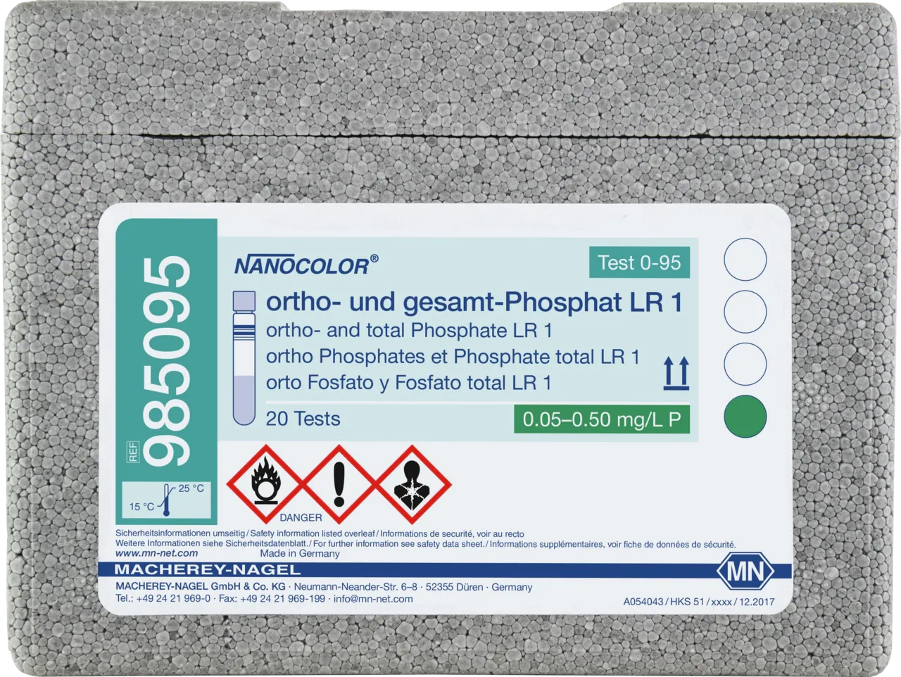 NANOCOLOR ortho and total Phosphate LR 1 tube test measuring range: 0.05-0.50 mg/L P sufficient for 20 determinations