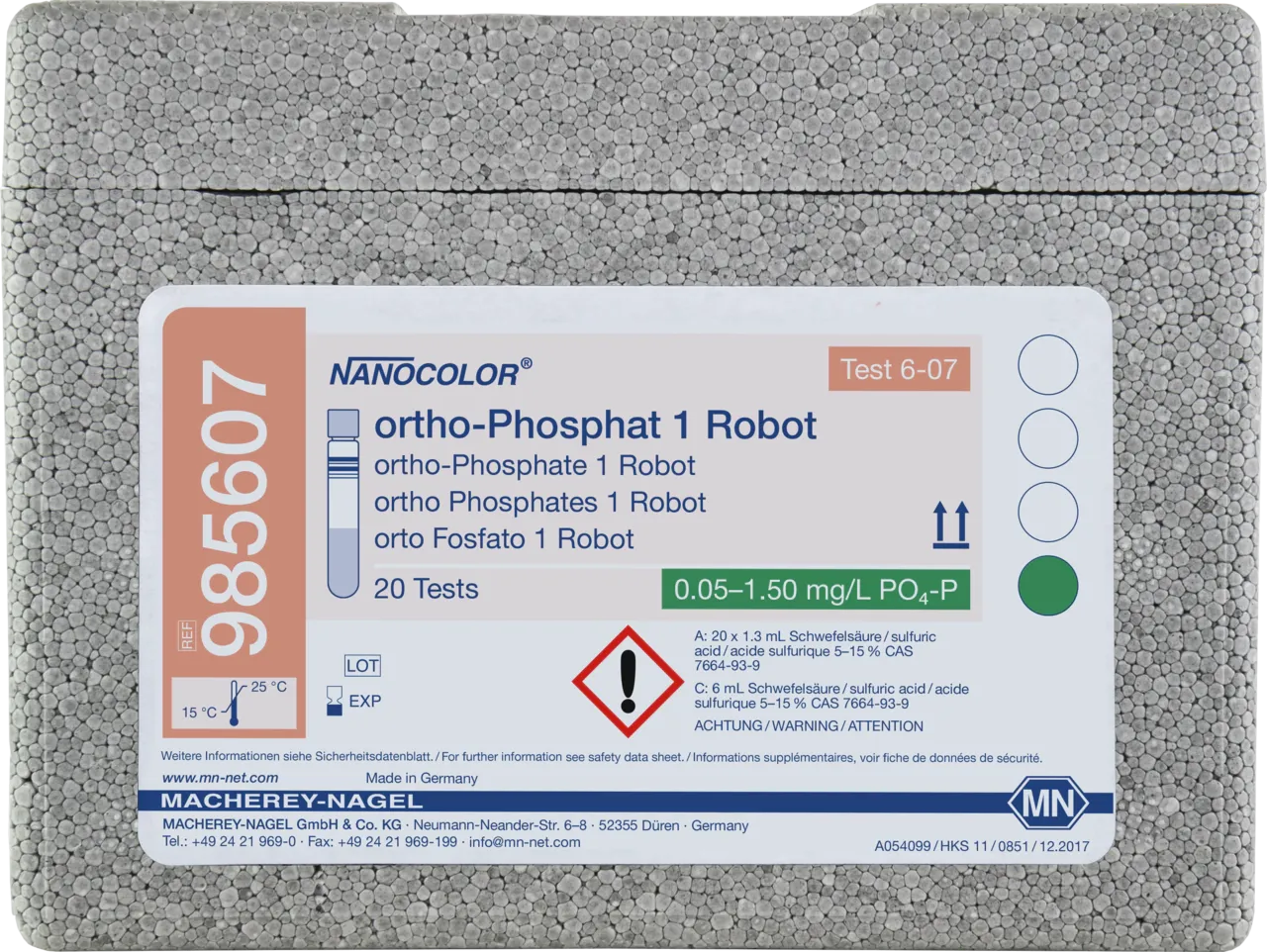 NANOCOLOR ortho Phosphate 1 for examnation on Skalar robots Tube test with Barcode sufficient for 20 determinations