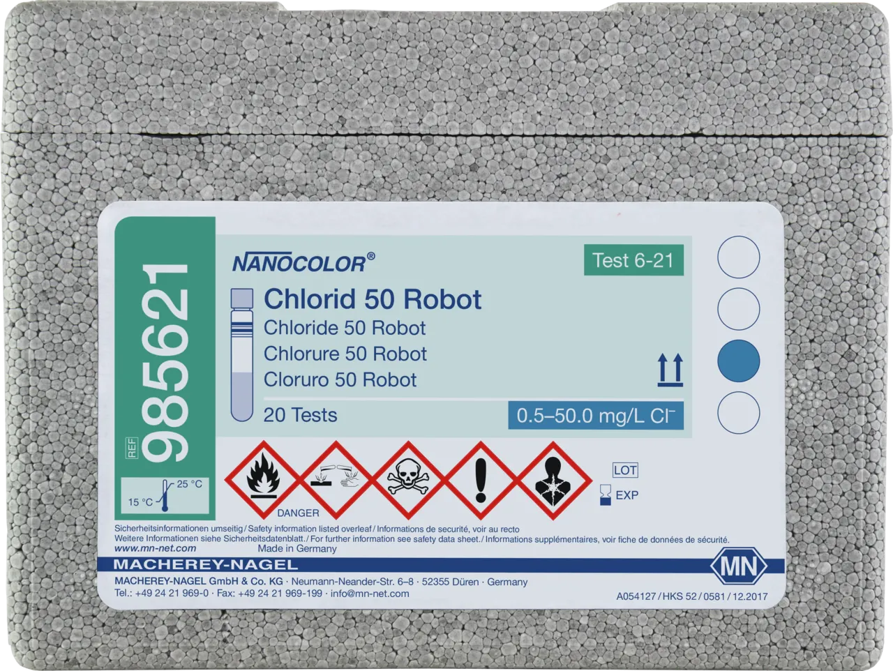 NANOCOLOR Chloride 50 for examination on Skalar robots tube test measuring range: 0.5-50.0 mg/L Cl- sufficient for 20 determinations
