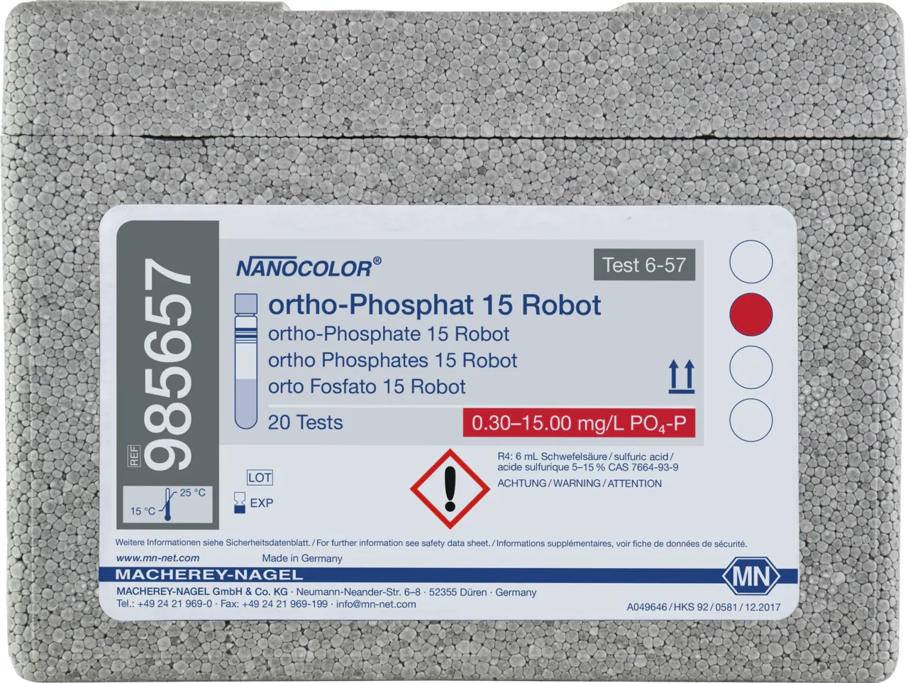 NANOCOLOR ortho-Phosphate 15 for examination on Skalar robots Tube test with Barcode pack of 20 tests