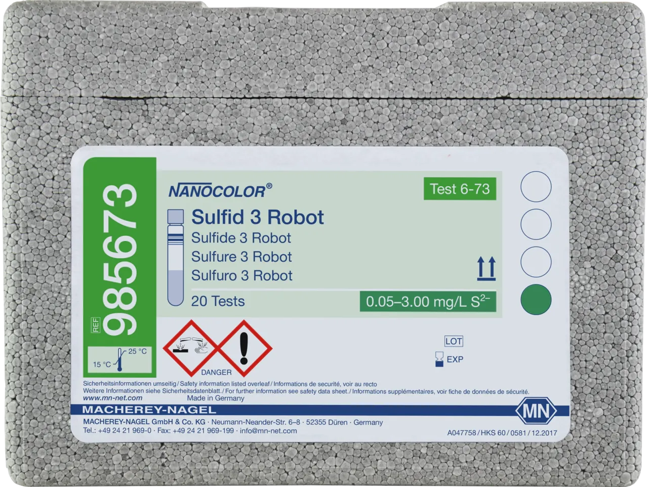 NANOCOLOR Sulphide 3 for examination on Skalar robots Tube test with Barcode pack of 20 tests