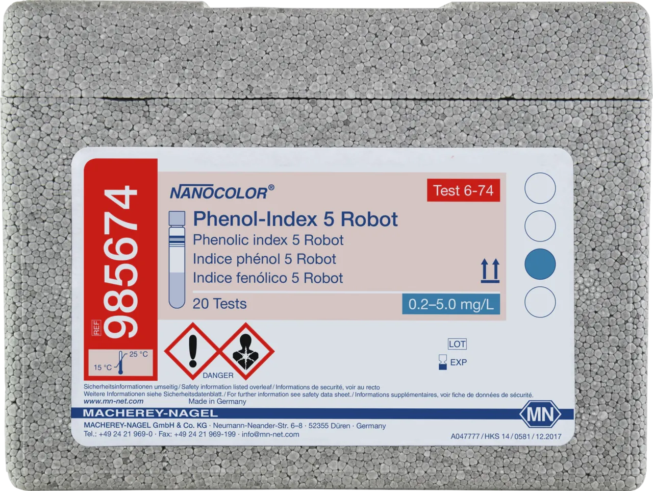NANOCOLOR Phenolic index 5 for examination on Skalar robots(beta version) Tube test with Barcode pack of 20 tests