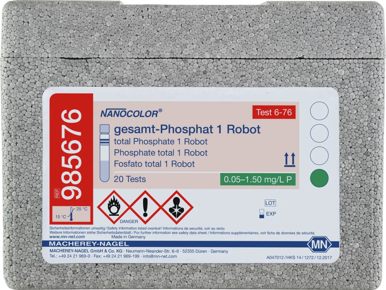 NANOCOLOR total Phosphate 1 for examination on Skalar robots Tube test with Barcode pack of 20 tests