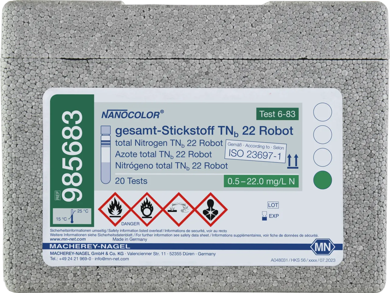NANOCOLOR total Nitrogen TNb 22 for examination on Skalar robots Tube test with Barcode pack of 20 tests