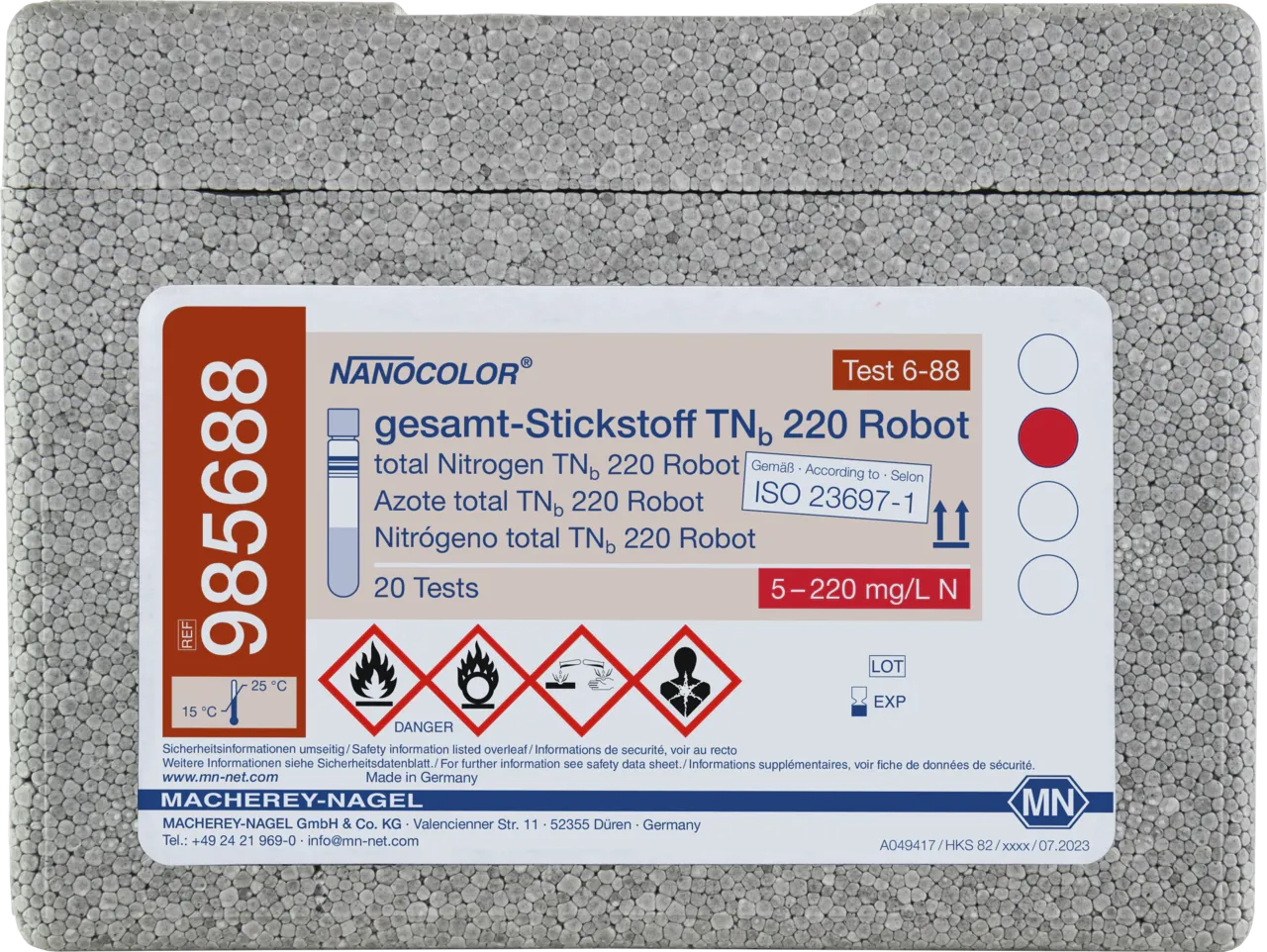 NANOCOLOR total Nitrogen TNb 220 for examination on Skalar robots Tube test with Barcode pack of 20 tests