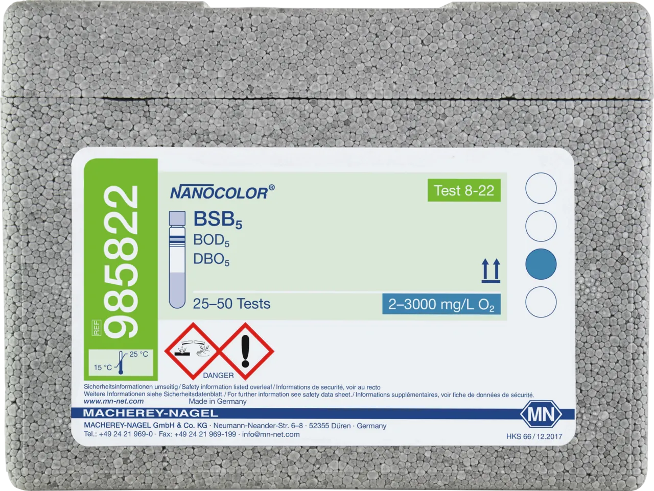 NANOCOLOR BOD5 (incubation with Winkler bottles) tube test measuring range: 2-3000 mg/L O2 sufficient for 25-50 determinations