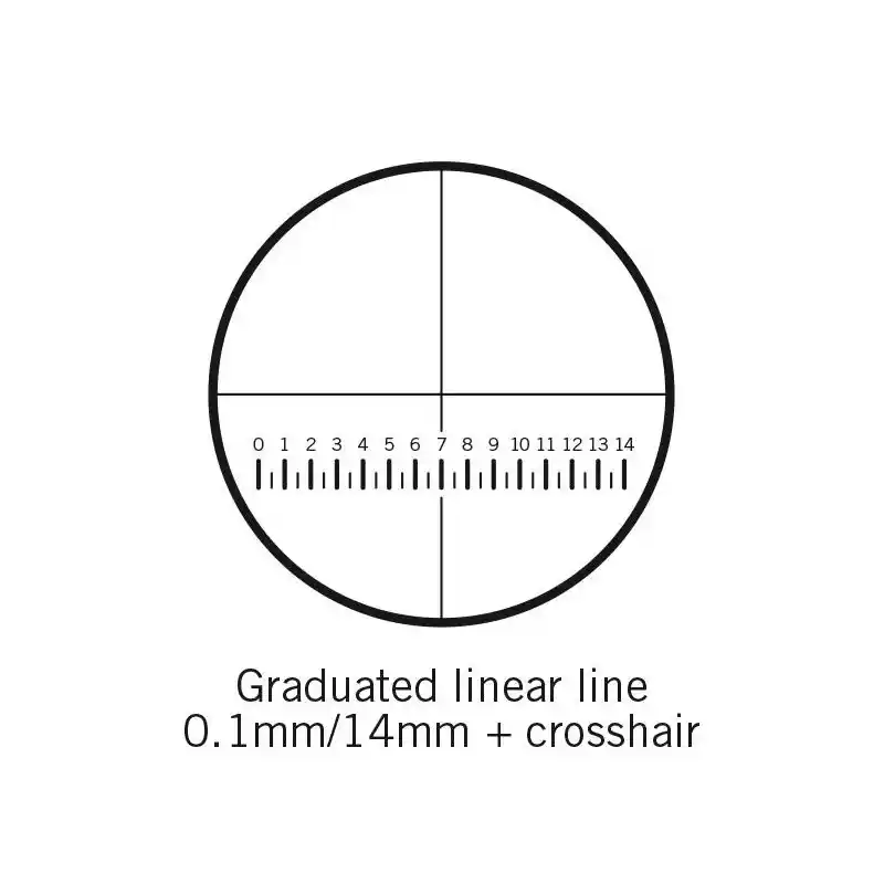 Motic Micrometer scale plate Reticle with 140 divisions in 14mm and crosshair (Ø25mm)