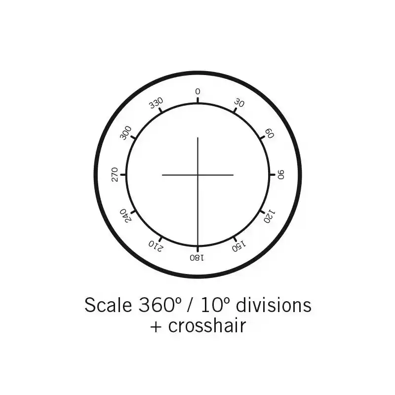Motic Micrometer scale plate Reticle with 360º protractor with 30º divisions and crosshair (Ø25mm)