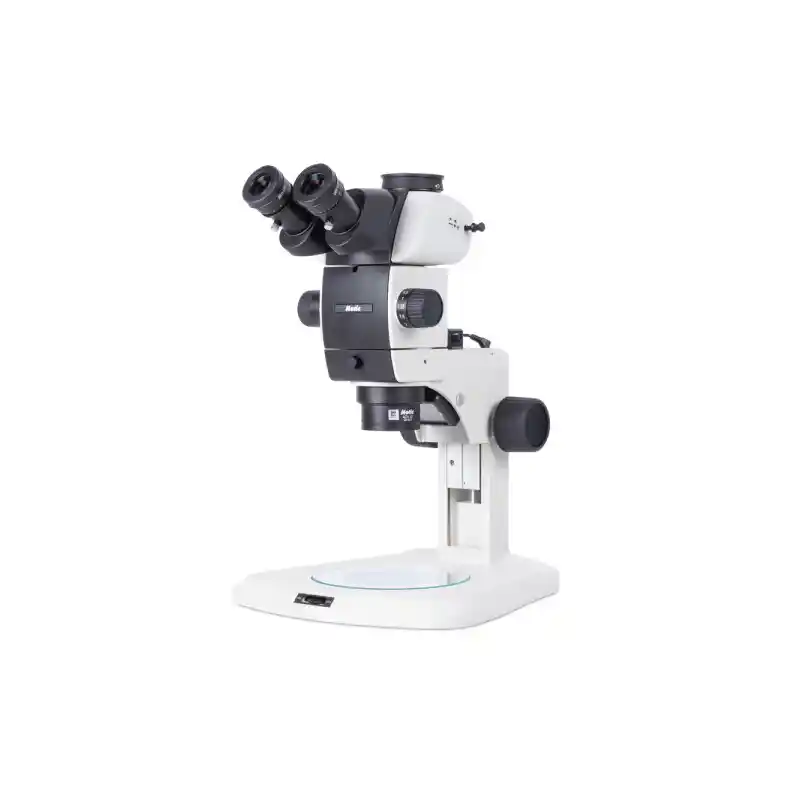 Motic SM7TR-TLED A1X stereo zoom microscope, trino, 8-56X, 90 mm working distance, 7:1