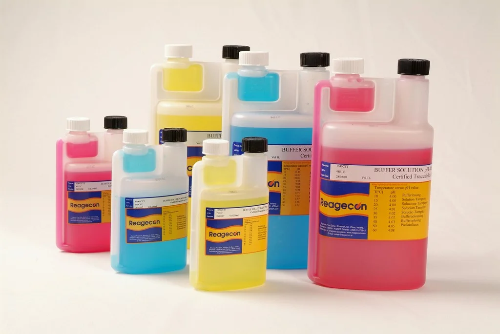 Reagecon pH 4.01 Colour Coded Buffer Solution at 25°C in Twin Neck