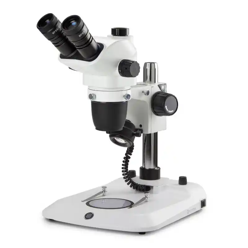Euromex Stereo zoom microscope NZ.1903-P, 6.7-45x, Column, Reflected and transmitted light, trino