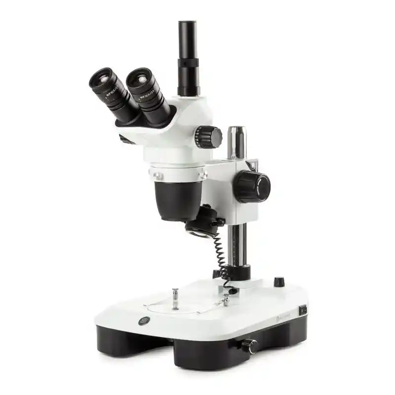 Euromex Stereo zoom microscope NZ.1903-M, 6.7-45x, Column, Incident and Transmitted light, trino, Mirror for Dark field, Embryology