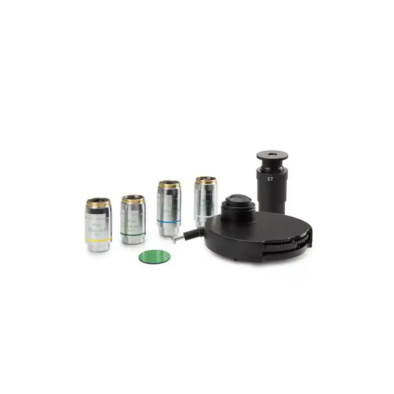 Euromex Zernike phase contrast set, AX.9126 :Zernike phase condenser, PLPHi 10/20/S40/S100-oil immersion objectives, telescope, green filter