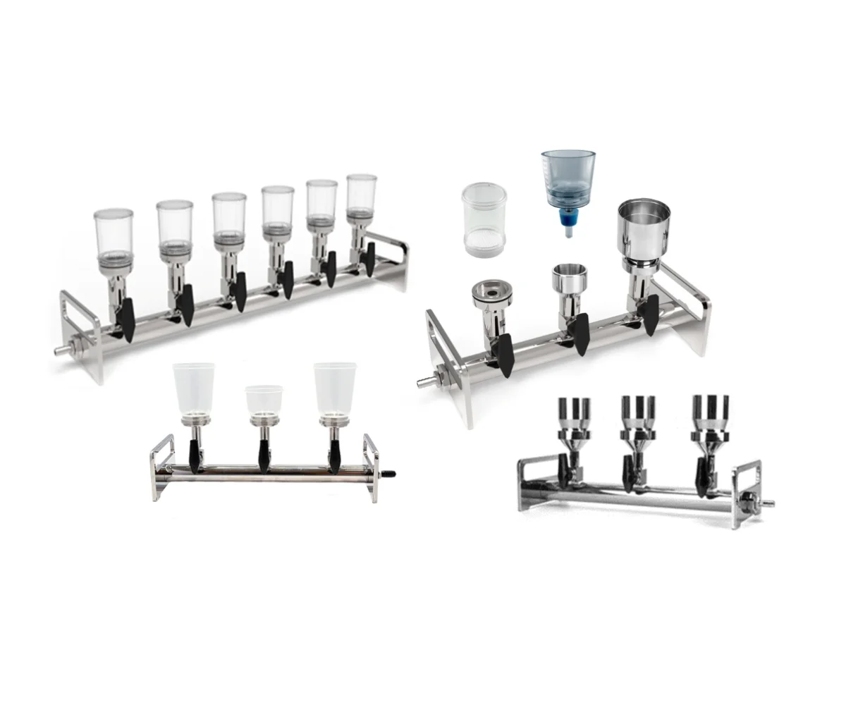 3-Branch Stainless Steel Manifold, Suitable for PP funnels with Speedpack, Polypropylene, 1/pk