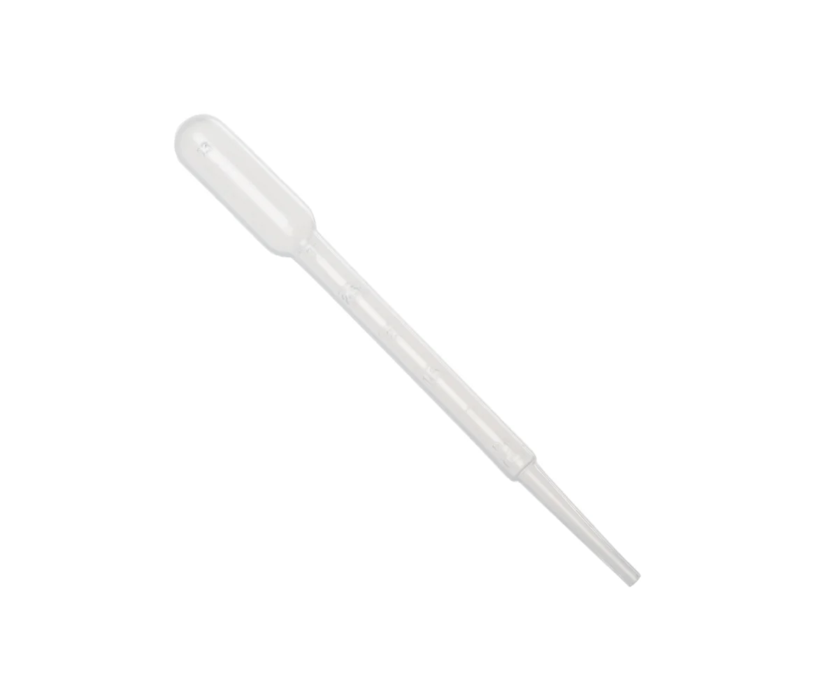 PASTEUR PIPETTE, LDPE MATERIAL, CAP.7ML/155MM LONG, GRADUATED AT EVERY 1/2ML UP TO 3ML. INDIVIDUAL PEEL-PACK, E.O. STERILE, 100/pk